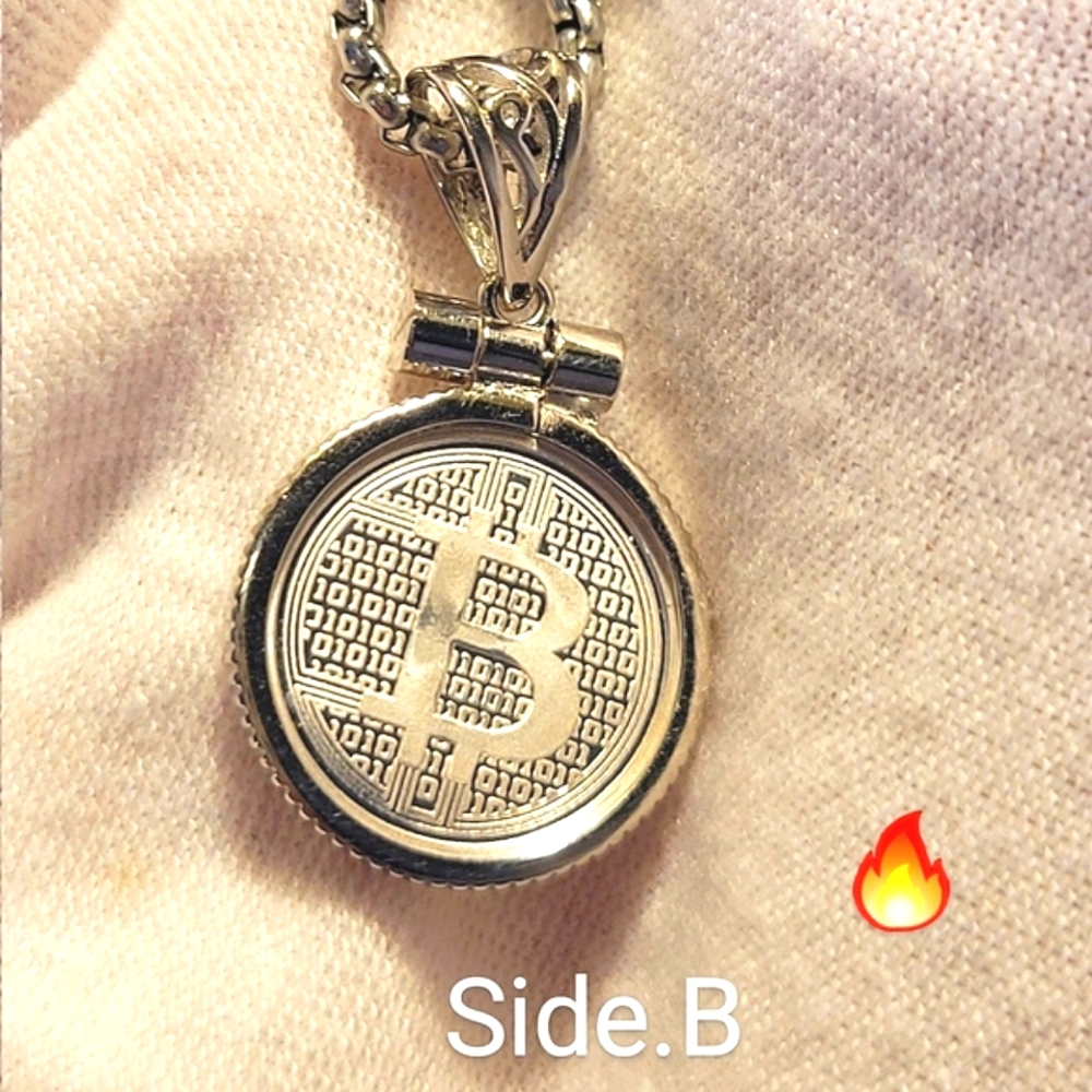 💲Fine Silver Pendant (1g) Bitcoin Specialty Round Crypto Reversible Jewelry 🔥 - Picture 2 of 6